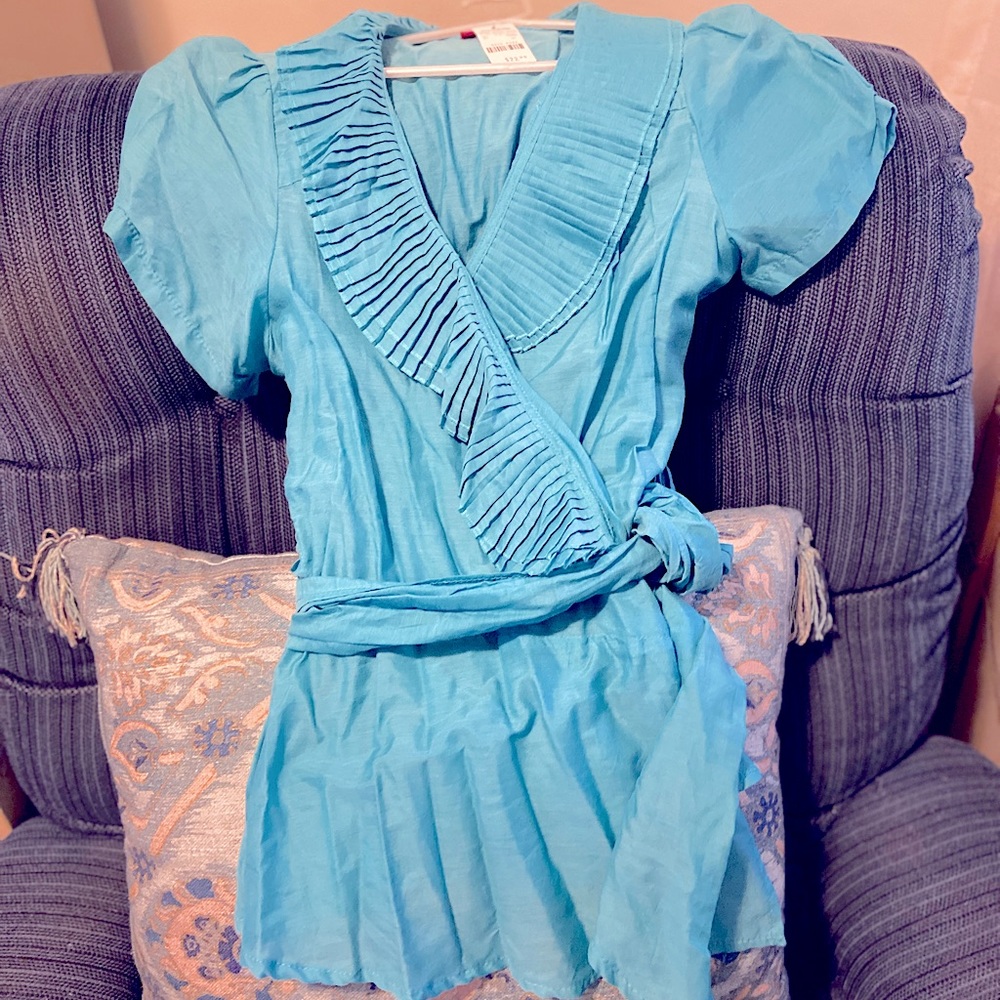 Blue wrap top